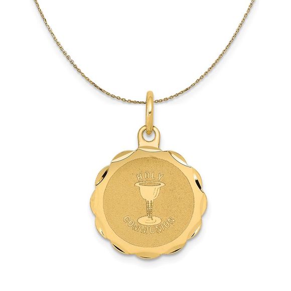 14k Yellow Gold Medium Holy Communion (16mm) Necklace - 18 Inch
